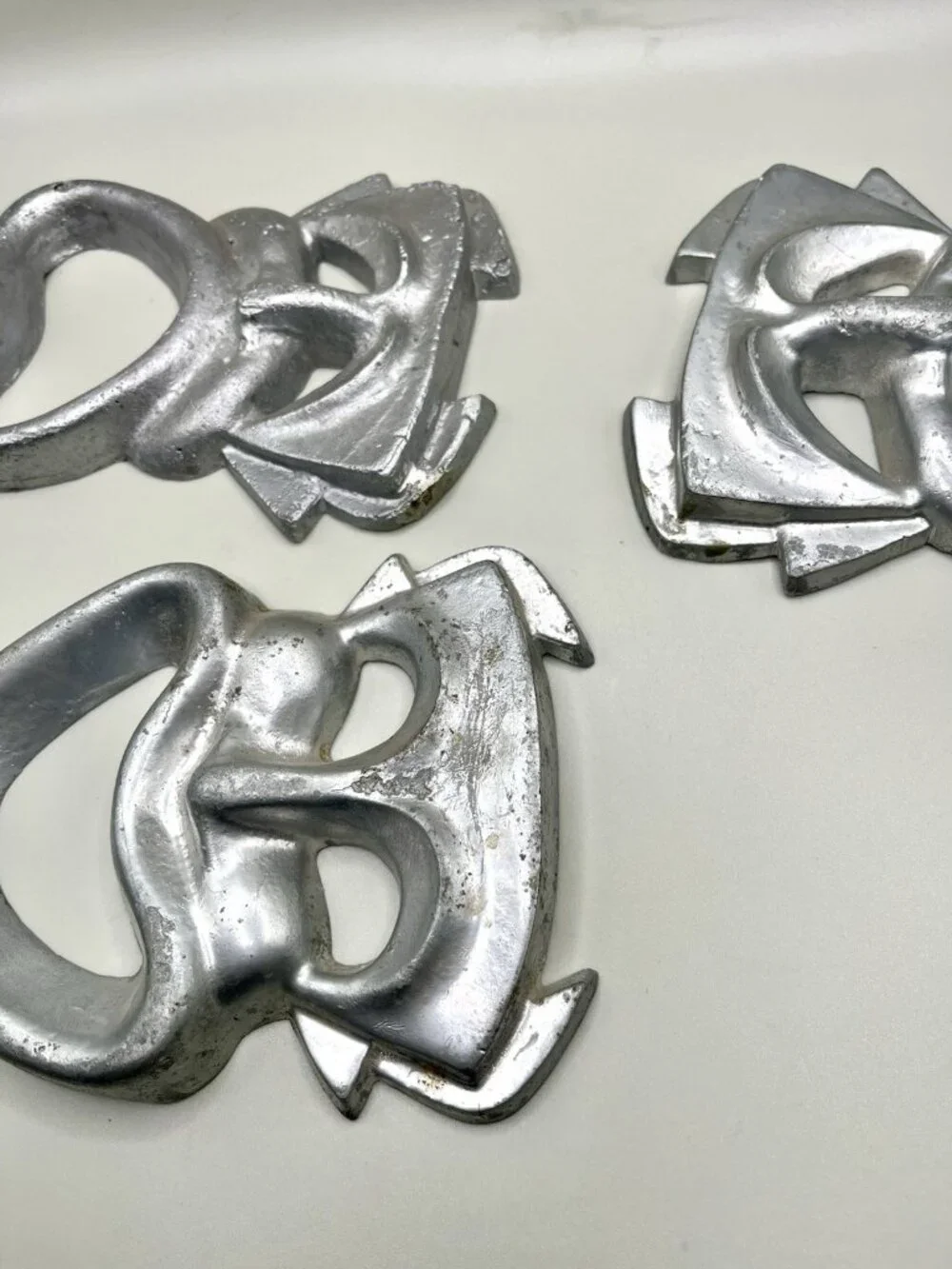 VTG Cast Aluminum Comedy Tragedy Theater Masks Mid Century Wall Decor Set MCM